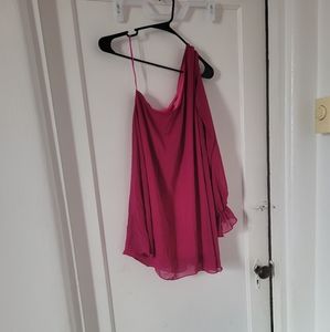 One sleeve/one open shoulder blouse